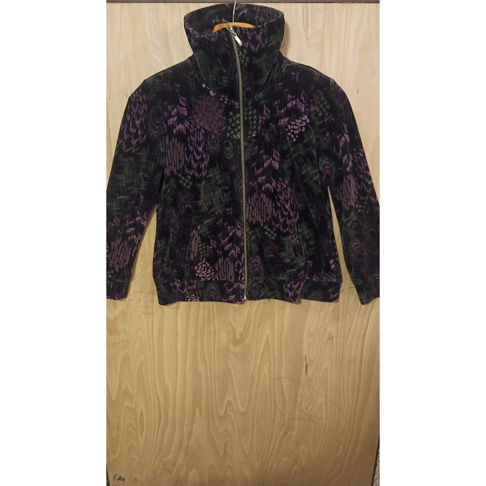 Style & Co Sport Womens Peacock Velour Jacket Size M, Whimsigoth Aesthetic.